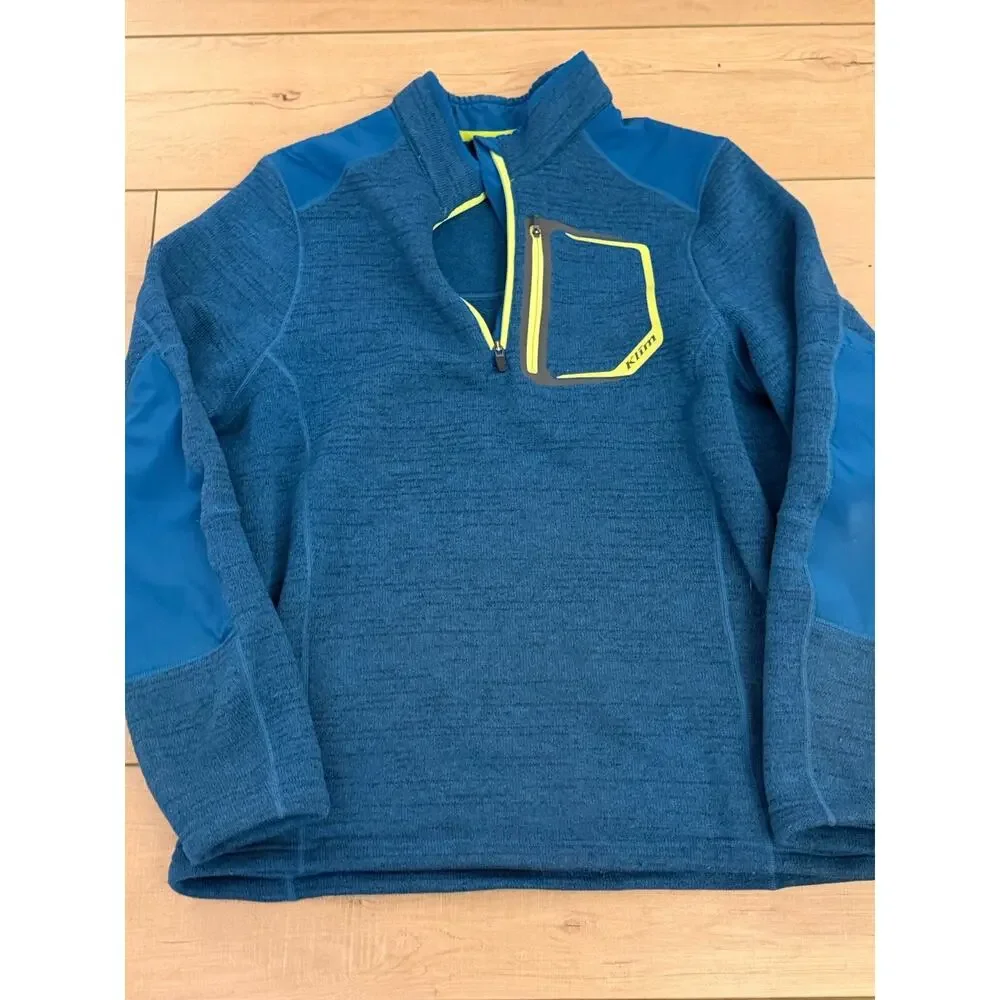 Klim Yukon Pullover Fleece Jacket Blue 1/4 Zip Men’s Large Windproof